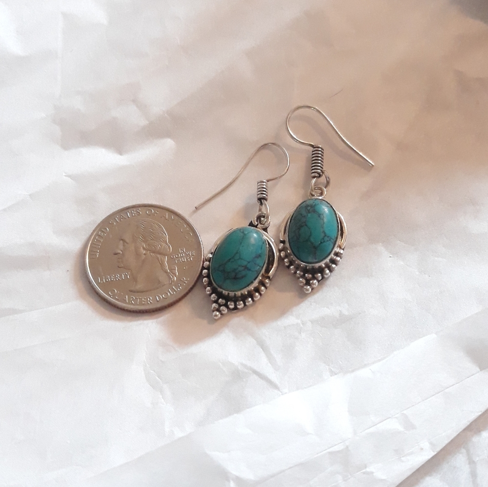 Turquoise Embellished Drop Earrings